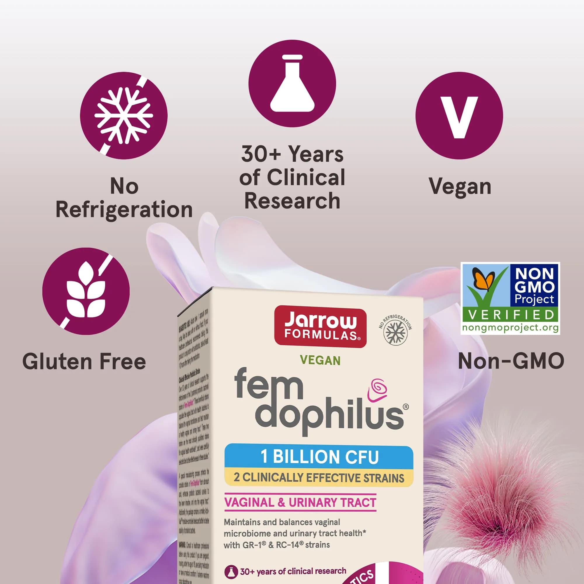 Jarrow Formulas Fem-Dophilus Probiotics 60 Veggie Caps (Pack of 12) | Vaginal & Urinary Tract Support - view 5