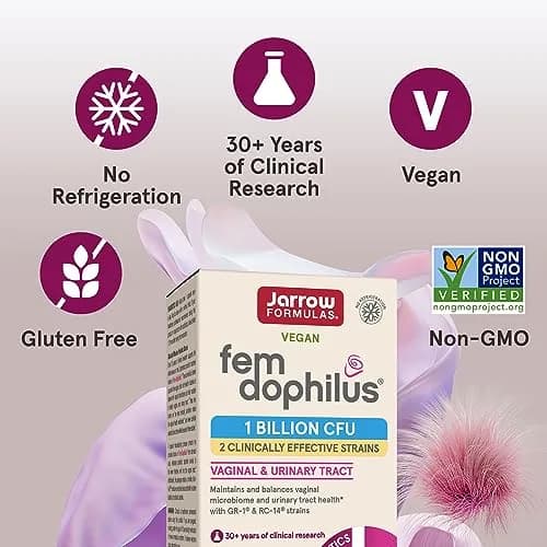 Jarrow Formulas Fem-Dophilus Probiotics 60 Veggie Caps (Pack of 12) | Vaginal & Urinary Tract Support thumbnail 5