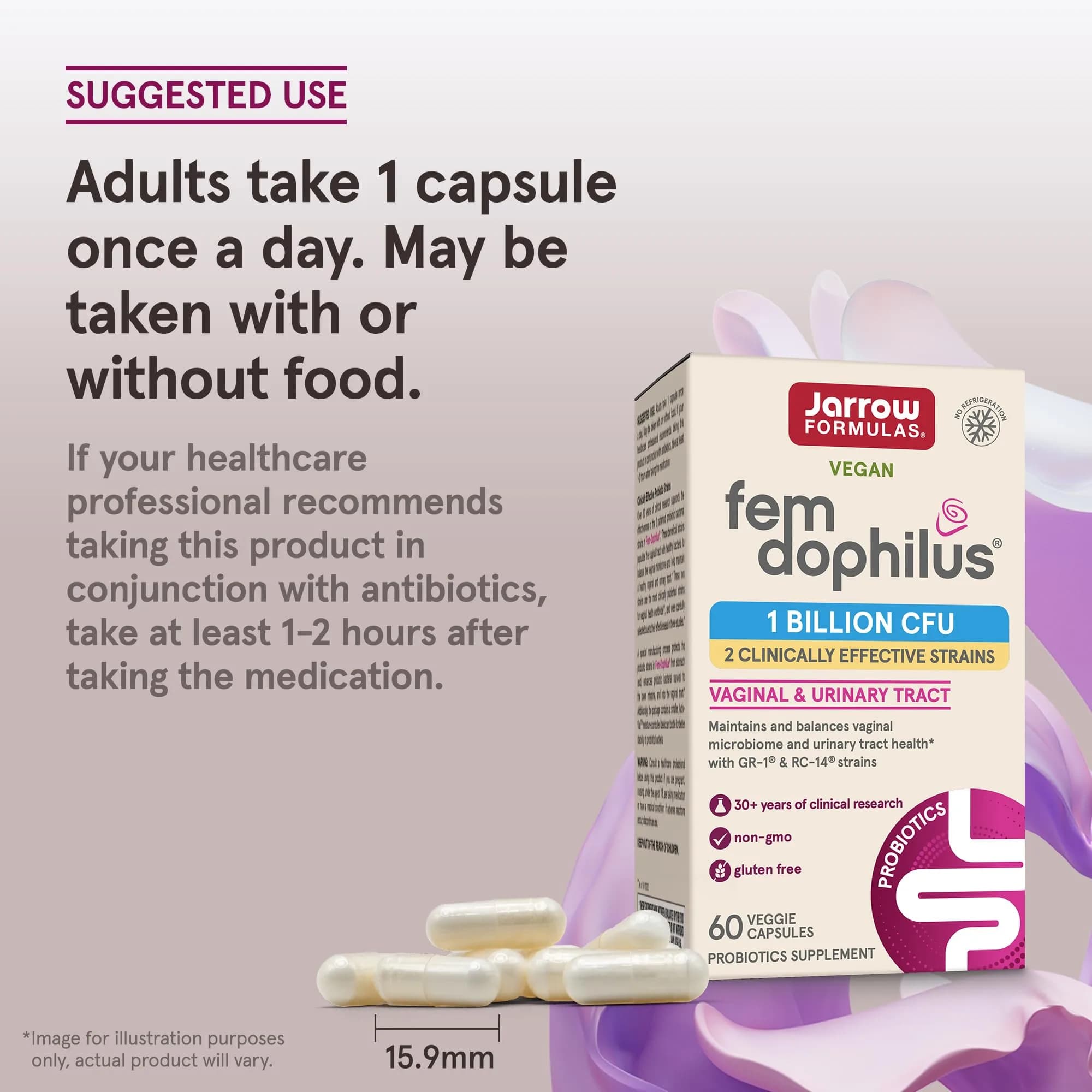 Jarrow Formulas Fem-Dophilus Probiotics 60 Veggie Caps (Pack of 12) | Vaginal & Urinary Tract Support - view 7