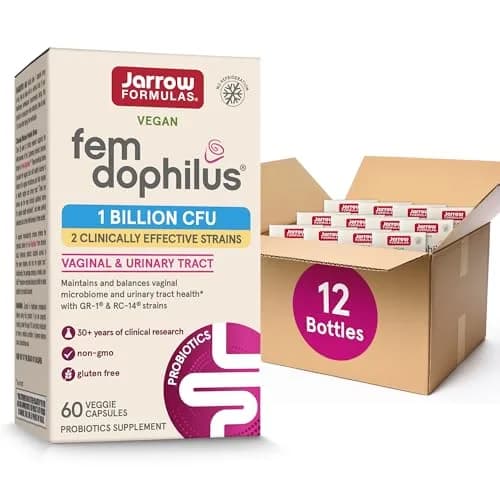Jarrow Formulas Fem-Dophilus Probiotics 60 Veggie Caps (Pack of 12) | Vaginal & Urinary Tract Support thumbnail 1