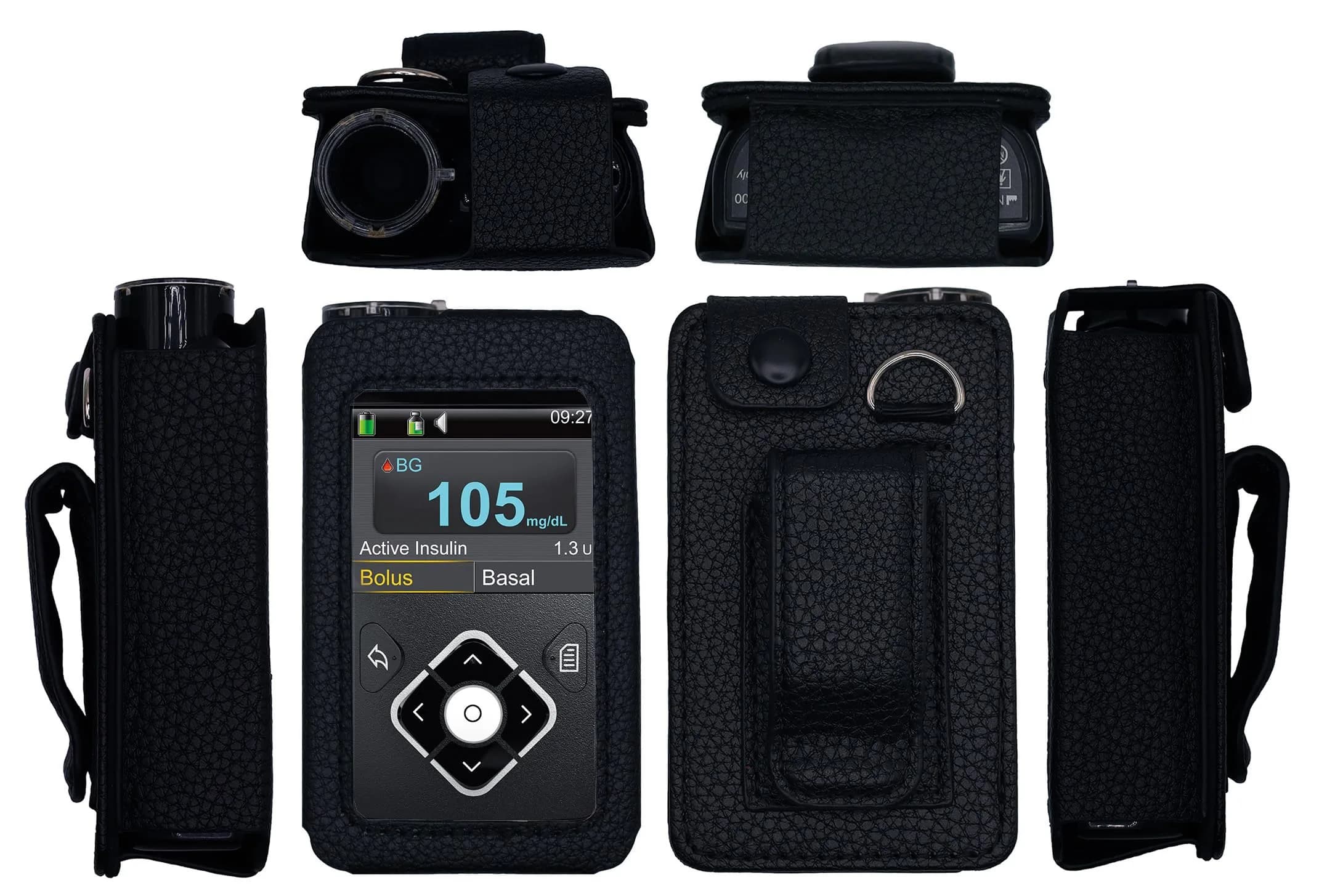 usastar-SNK Leather Case for Medtronic Minimed Insulin Pump 630G/640G/670G/770G/780G (All Models) - Vertical Black | Secure Carry for Diabetes Management - main product image