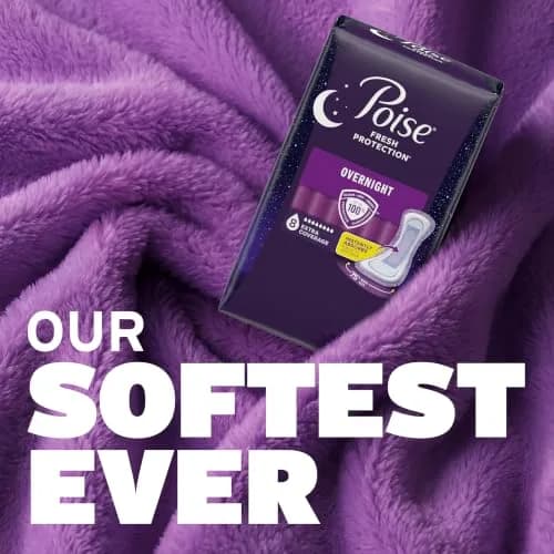 Poise Overnight Incontinence Pads for Women, 8 Drop Extra Coverage, 36 Count (1.56 kg) thumbnail 6