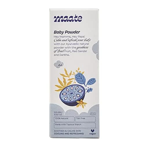MAATE Talc Free Natural & Ayurvedic Baby Powder 100 gm | Soothes & Moisturises Baby's Skin thumbnail 2