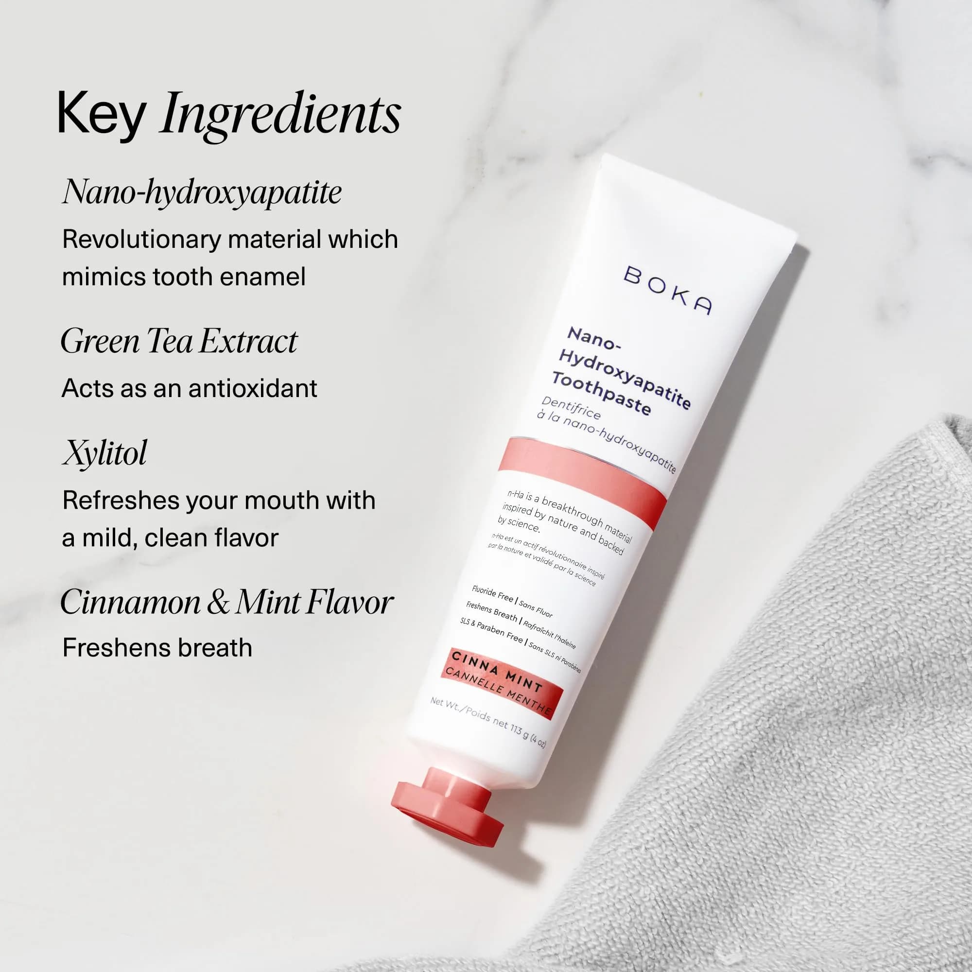 Boka Fluoride Free Toothpaste with Nano Hydroxyapatite, Cinnamint Flavor, 118ml (4 Ounce) | Enamel Care for Sensitive Teeth - view 5