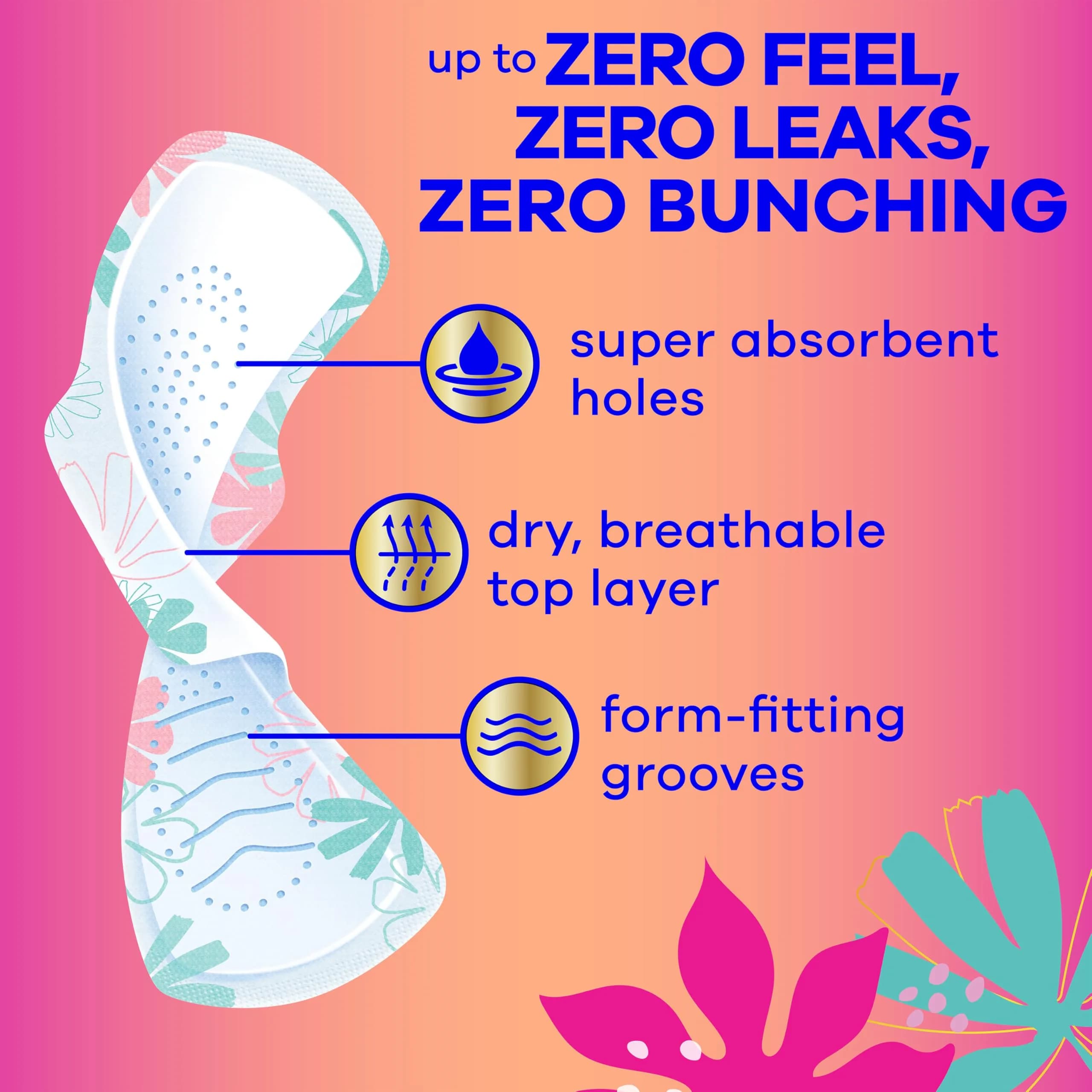 Always Radiant Teen Pads Size 1 Regular with Wings Unscented 42 Count | Dermatologist Tested & Skin Health Alliance Approved - view 3