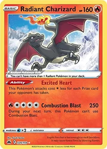 Pokémon Radiant Charizard Crown Zenith Ultra Rare Card | Collectible Paper Card for Pokemon Fans thumbnail 1