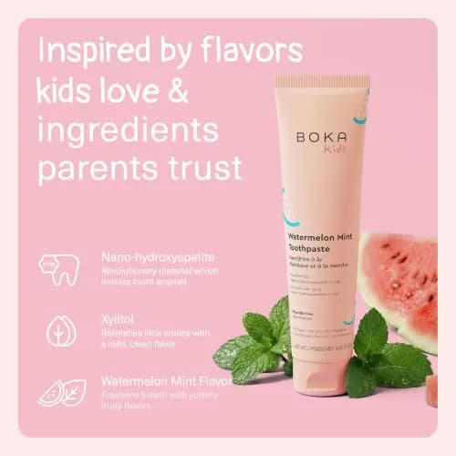 Boka Fluoride-Free Kids Toothpaste Watermelon Mint Nano Hydroxyapatite 113g (4 oz) | Enamel Strengthening thumbnail 2