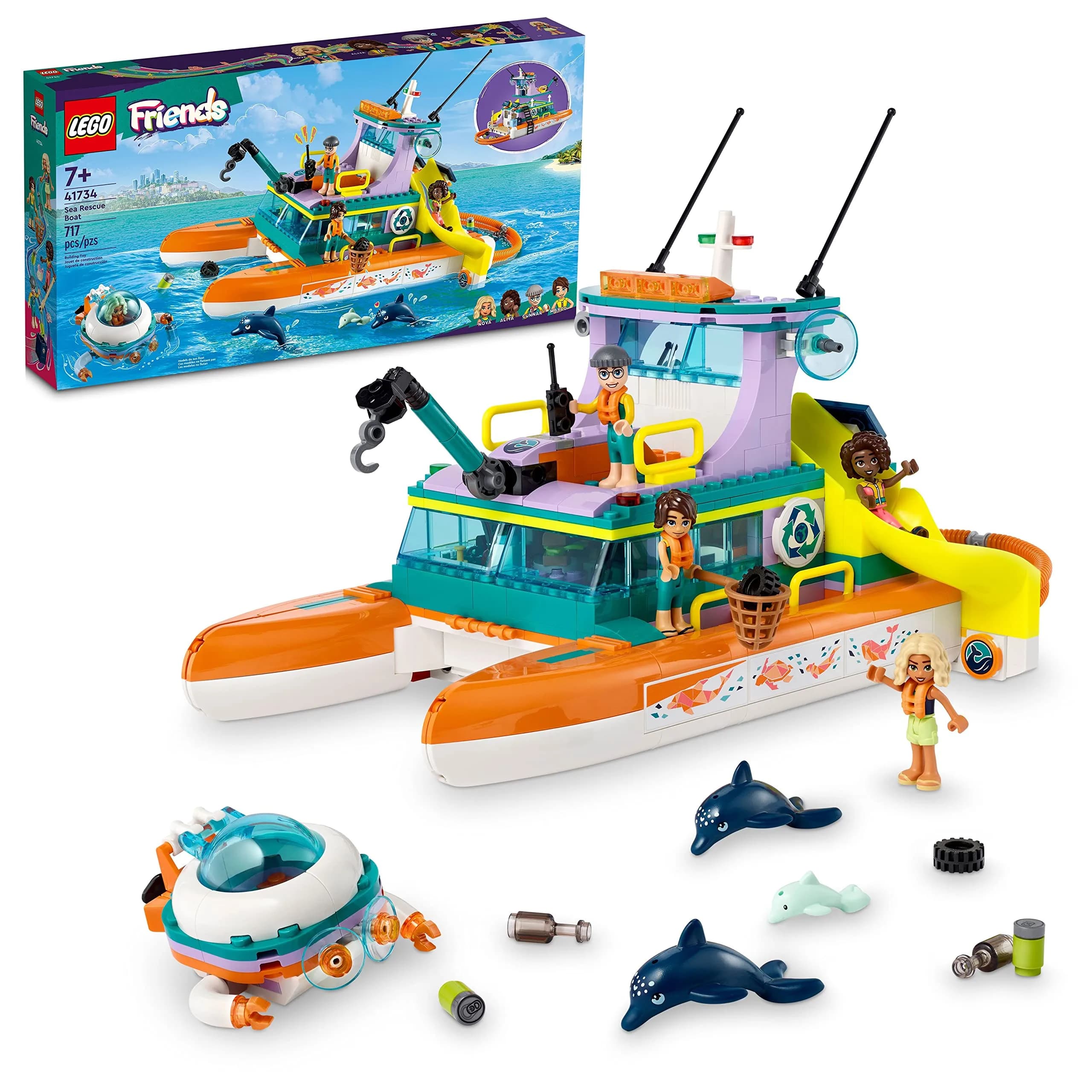 LEGO Friends Sea Rescue Boat 41734 | Ocean Life Role Play for Kids 7+