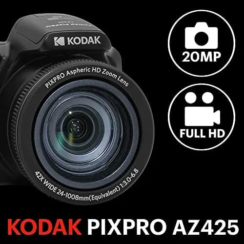 KODAK PIXPRO AZ425 20MP Digital Camera, 42x Optical Zoom, 24mm Wide Angle, Black | 1080p Full HD Video thumbnail 2