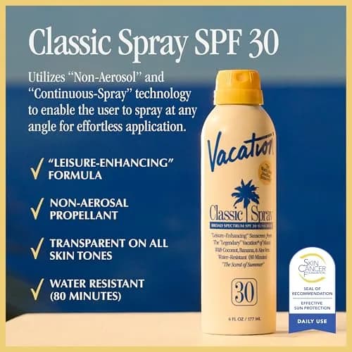 VACATION Classic SPF 30 Sunscreen Spray 177ml (6 Fl Oz) | Broad Spectrum UVA/UVB Protection thumbnail 3