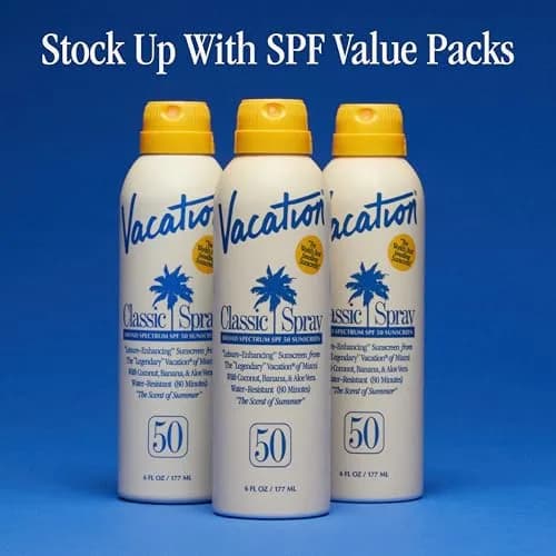 Vacation Classic SPF 50 Sunscreen Spray 156g (6 Fl Oz) Pack of 3 | Broad Spectrum, Water-Resistant 80 Min, Transparent on All Skin Tones thumbnail 5