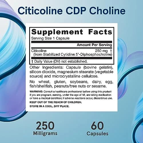 Jarrow Formulas Citicoline CDP Choline 250 MG Capsules | 720 Count (Pack of 120) thumbnail 6