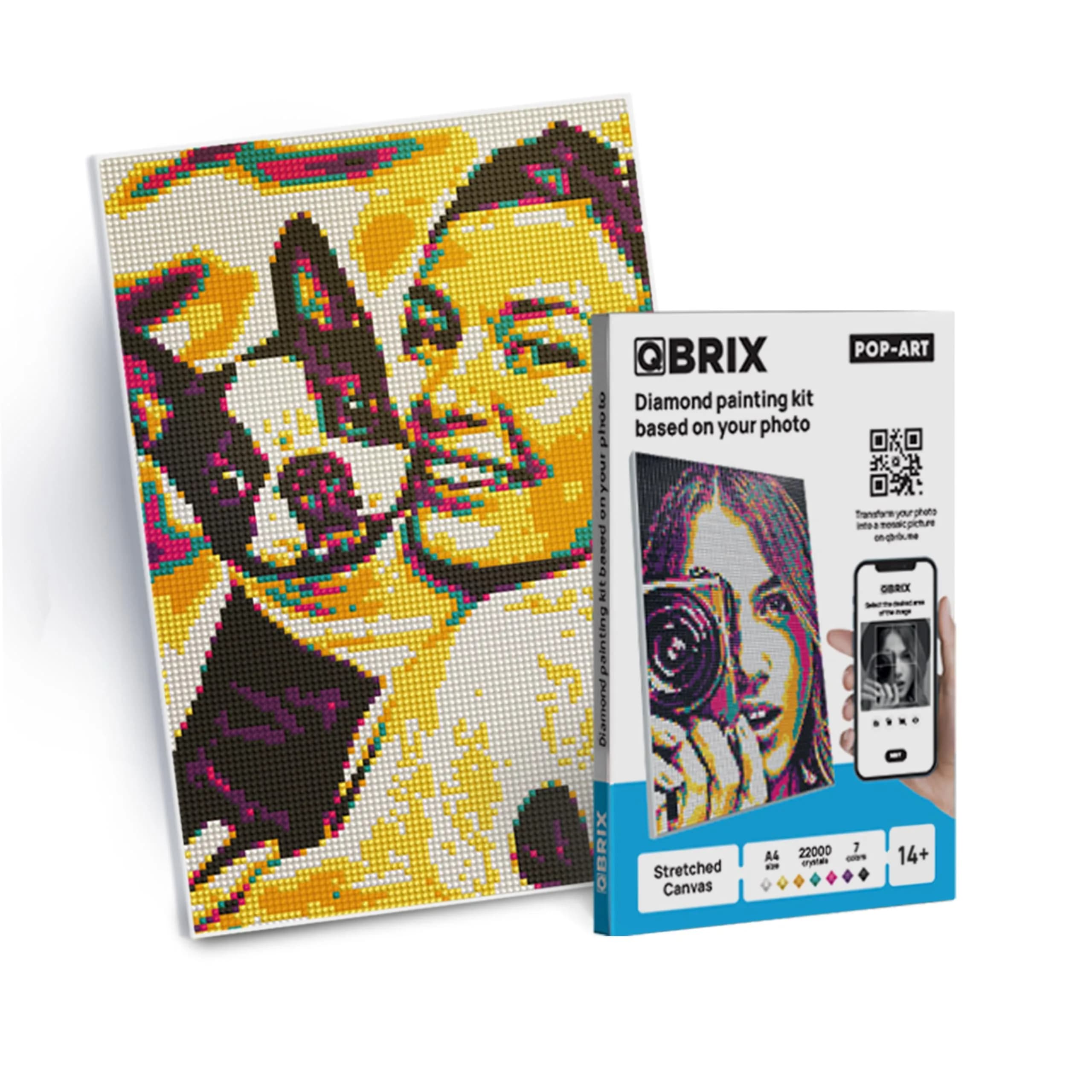 QBRIX Custom Diamond Painting Kit for Adults - Pop-Art A4 (21cm x 30cm) | Personalised Gem Art with Any Photo