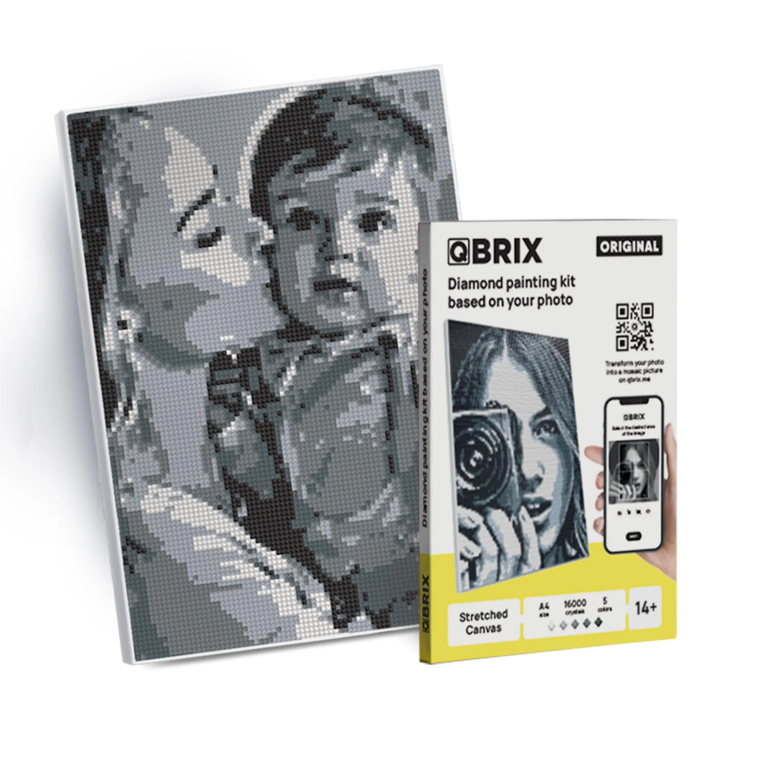 QBRIX Custom Diamond Painting Kit for Adults 21cm x 30cm (8.27 x 11.81 inches) | Personalised Gem Art from Any Photo