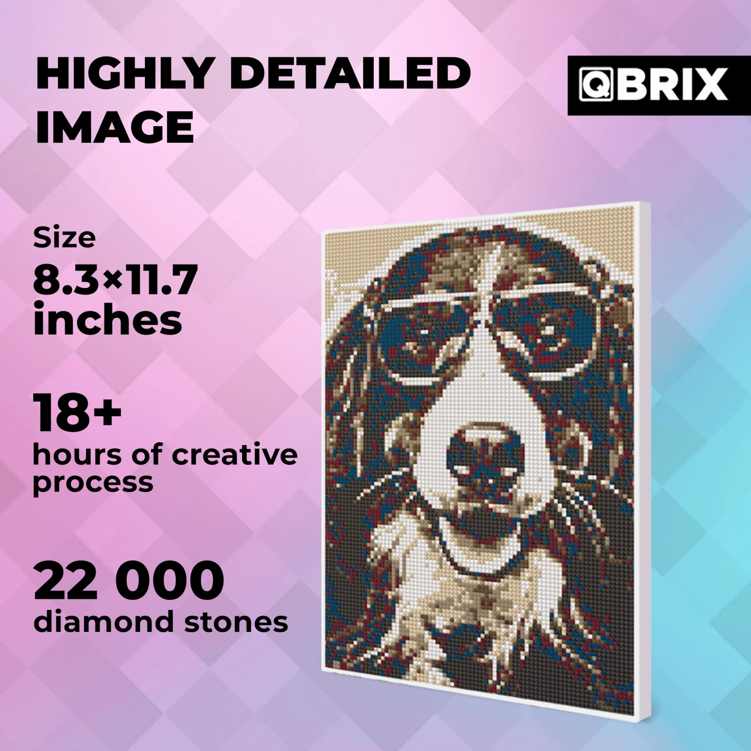 QBRIX Custom Photo Diamond Painting Kit 21cm x 30cm (8 x 12 inches) | Vintage A4 Full Drill Gem Art thumbnail 4