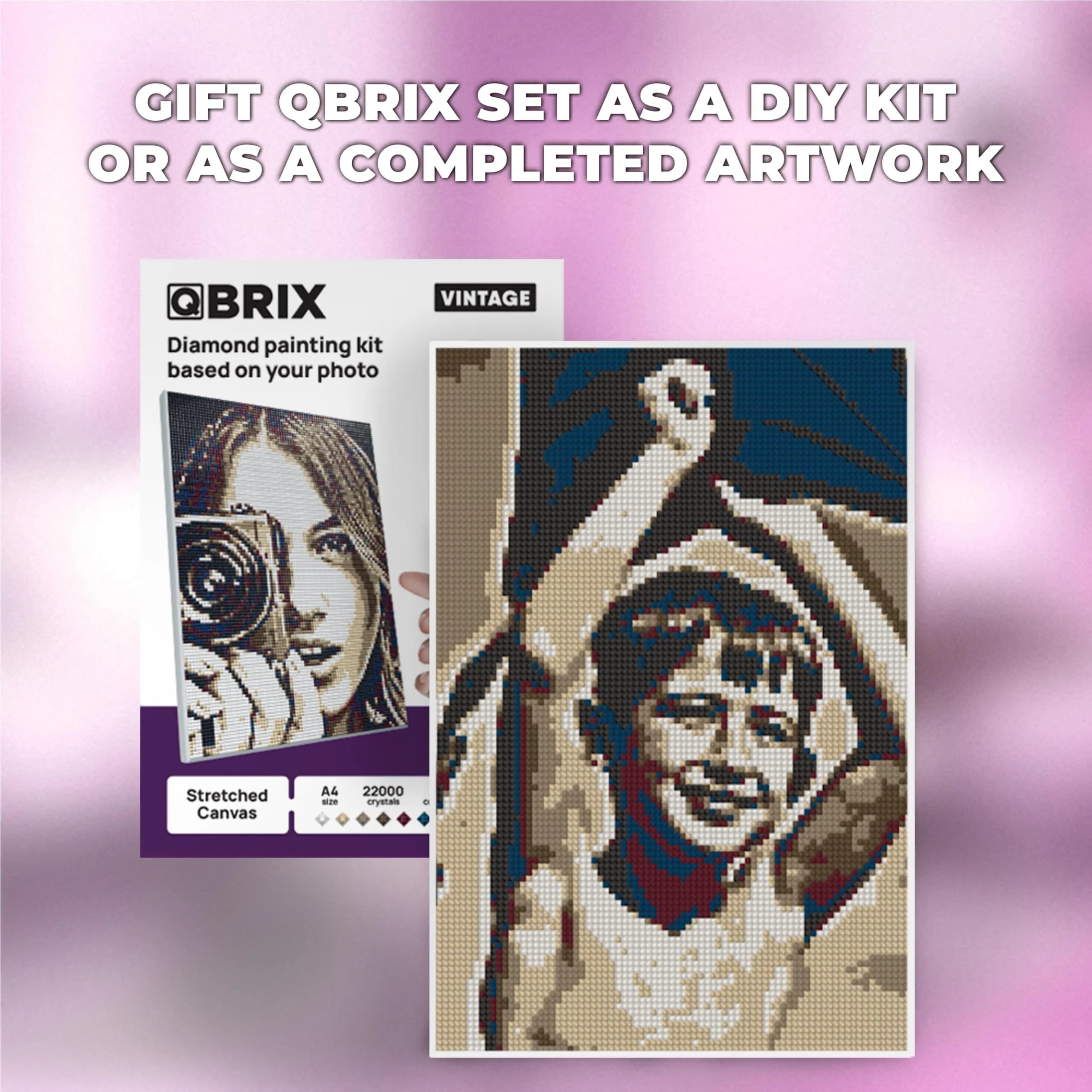 QBRIX Custom Photo Diamond Painting Kit 21cm x 30cm (8 x 12 inches) | Vintage A4 Full Drill Gem Art thumbnail 5