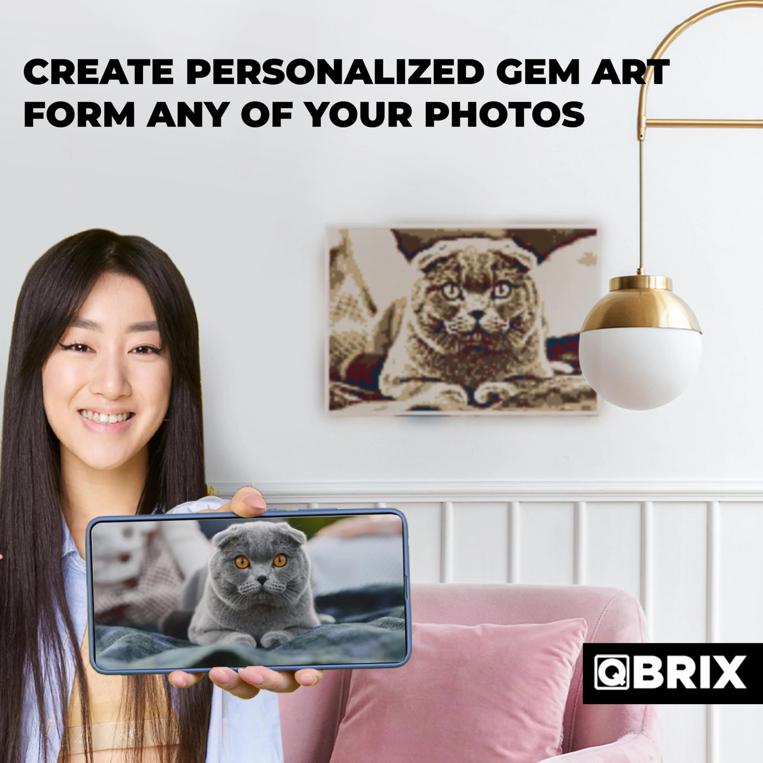 QBRIX Custom Photo Diamond Painting Kit 21cm x 30cm (8 x 12 inches) | Vintage A4 Full Drill Gem Art thumbnail 3