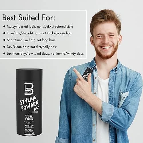 L3 Level 3 Hair Texture Powder for Men, Volume, Natural Look, 60 g (2.1 oz) | Fragrance-Free Matte Finish thumbnail 5