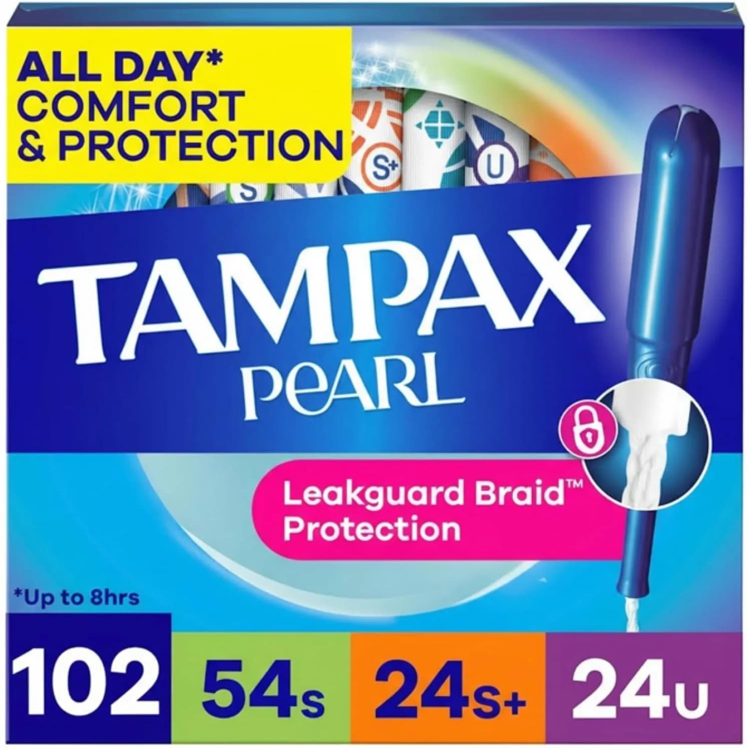 Tampax Pearl Tampons Trio Pack - Super/Super Plus/Ultra Absorbency, Unscented, 102 Count - main product image