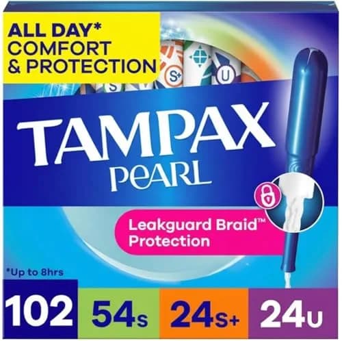 Tampax Pearl Tampons Trio Pack, Super/Super Plus/Ultra Absorbency 34 Count | #1 U.S. Gynecologist Recommended — Super/Super Plus/Ultra