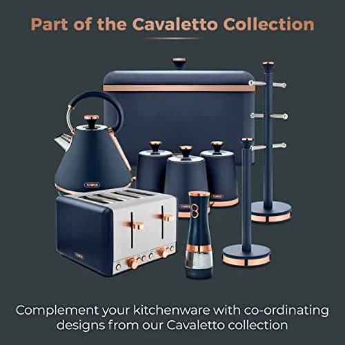 Tower T847004MNB Electric Salt and Pepper Mills 0.28kg (7cm x 21.5cm) | Adjustable Ceramic Grinders, Midnight Blue & Rose Gold thumbnail 8