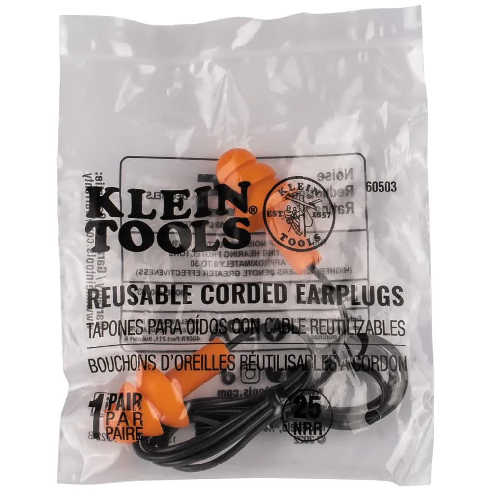 Klein Tools 6050350 Corded Earplugs, 25dB NRR, 50-Pair Dispenser Pack | Reusable Noise Reduction for Construction & Loud Environments - view 5