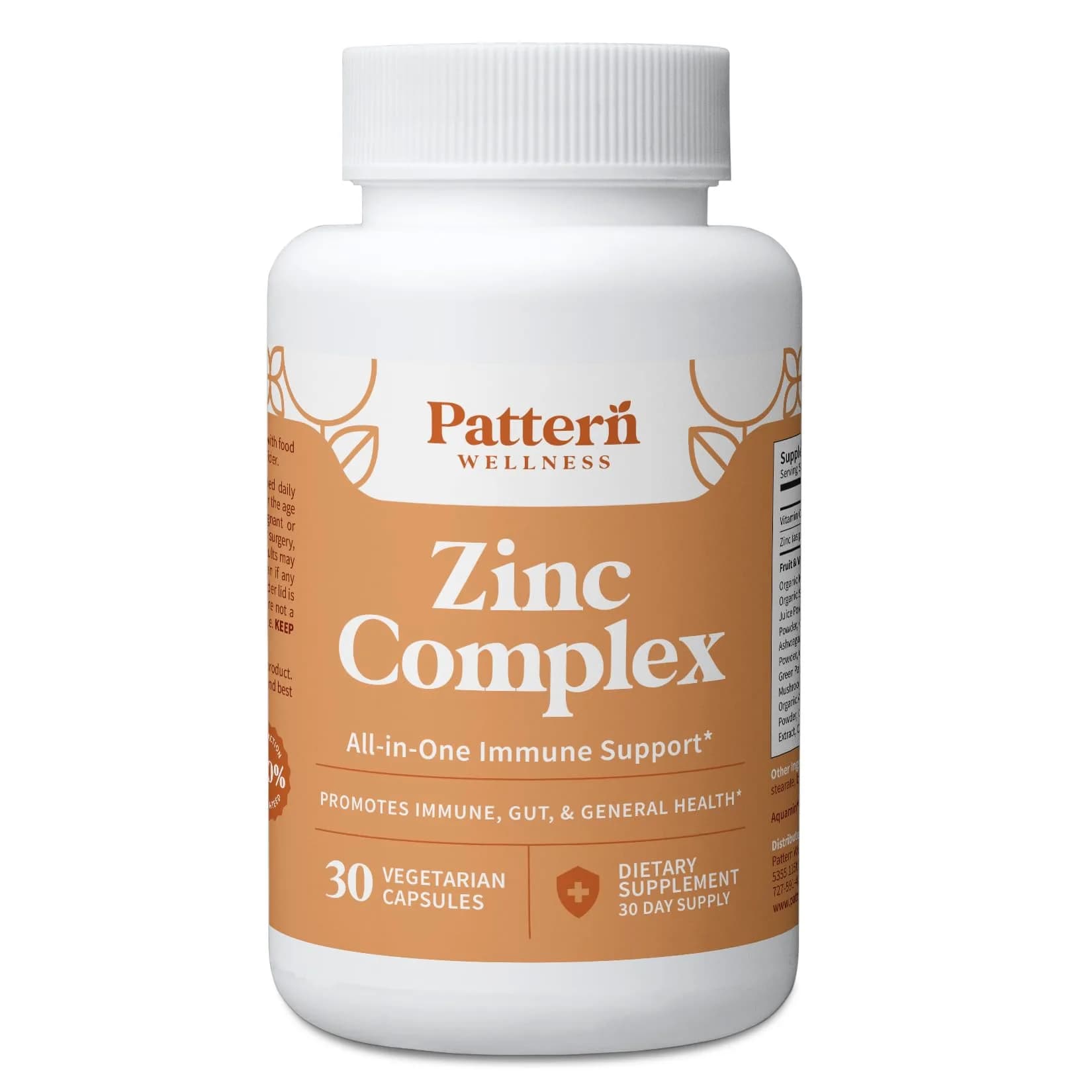 Pattern Wellness Zinc Complex Supplement – 30 Vegan Capsules | Supports Immune, Skin & Digestive Health — Capsule