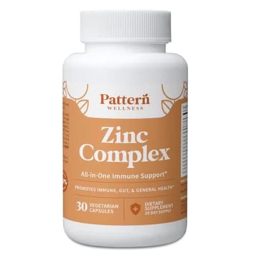 Pattern Wellness Zinc Complex Supplement – 30 Vegan Capsules | Supports Immune, Skin & Digestive Health thumbnail 1
