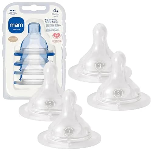 MAM Baby Bottle Anti-Colic Fast Flow Nipples 4 Pack | Breast-Like Silicone, Fits All MAM Bottles, 4 Count thumbnail 1
