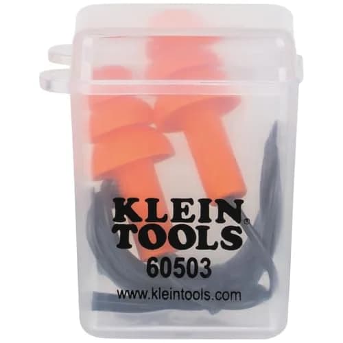 Klein Tools Corded Earplugs 25dB NRR Orange 6-Pack | Reusable Noise Protection with Case thumbnail 4