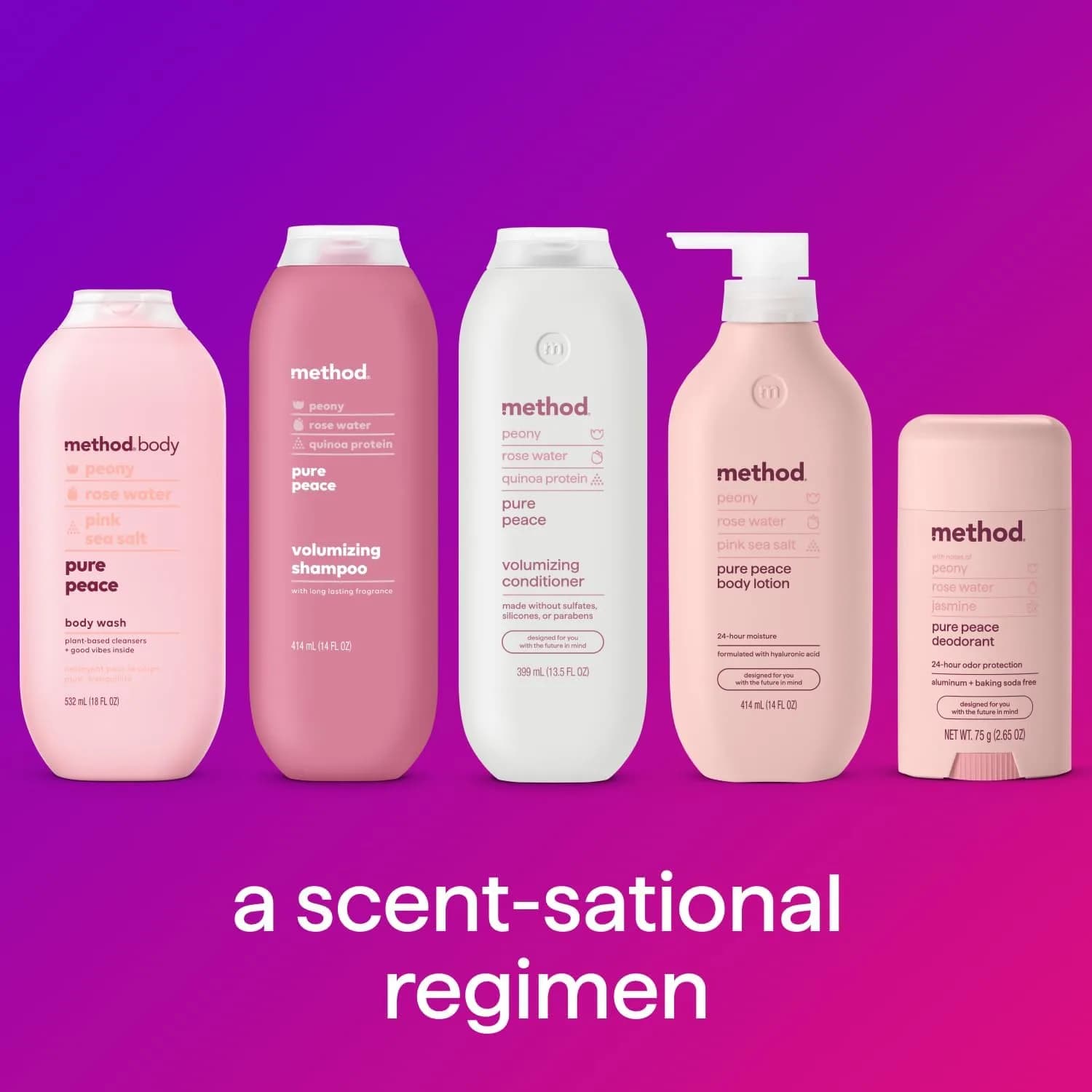 Method Pure Peace Body Wash with Peony, Rose Water & Pink Sea Salt, 794g (28 oz) | Gentle Hydrating Cleanser - view 8