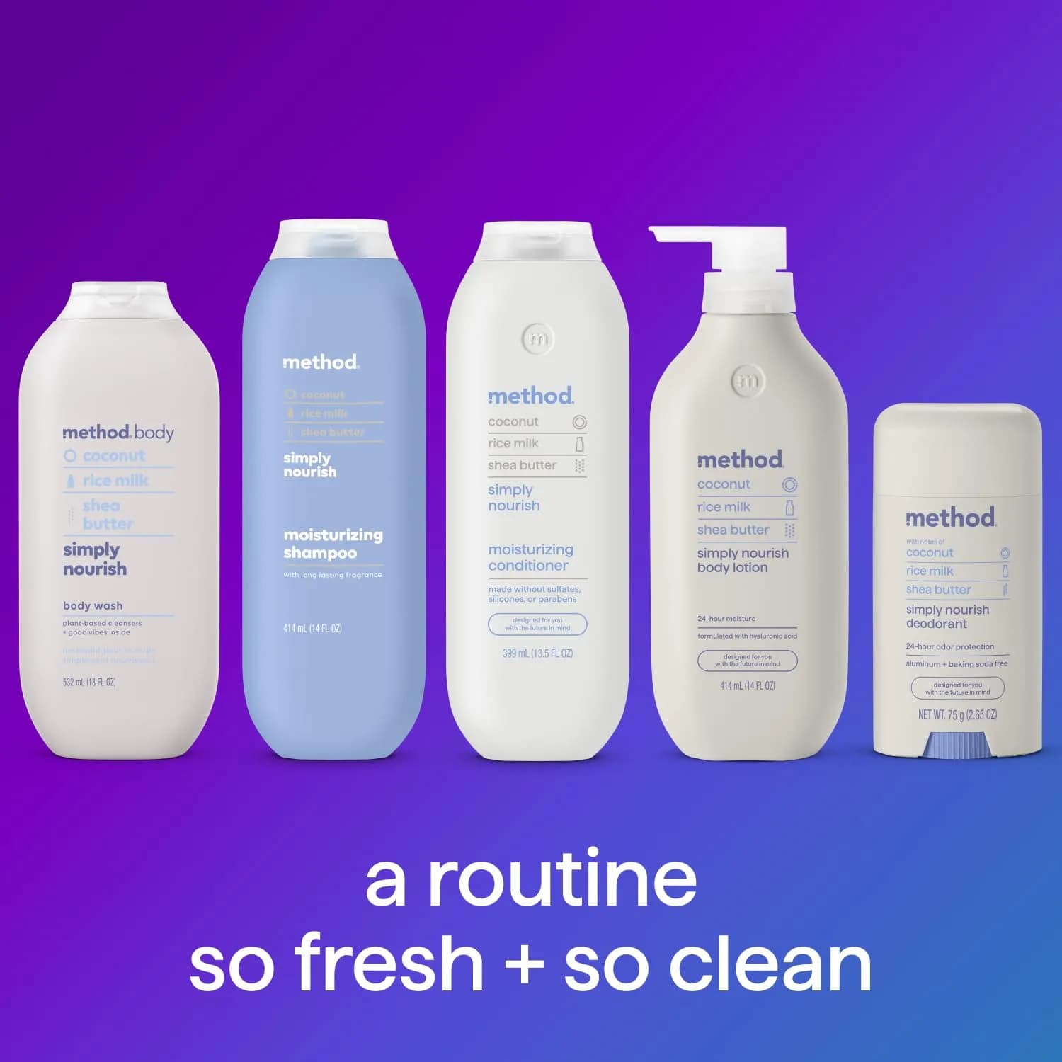 Method Simply Nourish Body Wash with Coconut, Rice Milk & Shea Butter, 28 oz (828 ml) | Gentle Hydration for Soft Skin - view 8