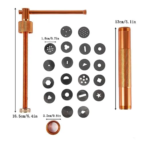 YAMHOHO Pink Clay Extruder Tool Set with 20 Discs | 16.5 cm (6.5 in) Stainless Steel & Aluminum Alloy thumbnail 2