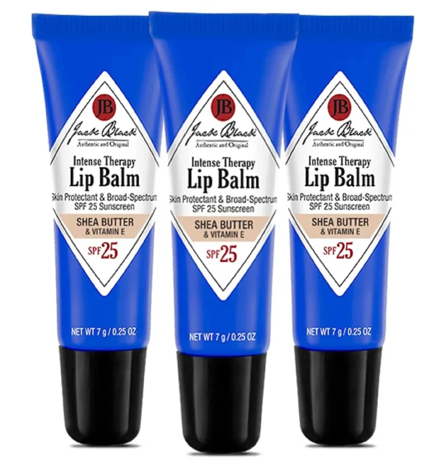 Jack Black Intense Therapy Lip Balm SPF 25 Shea Butter & Vitamin E - 3 Pack, 0.25 Oz Each - main product image