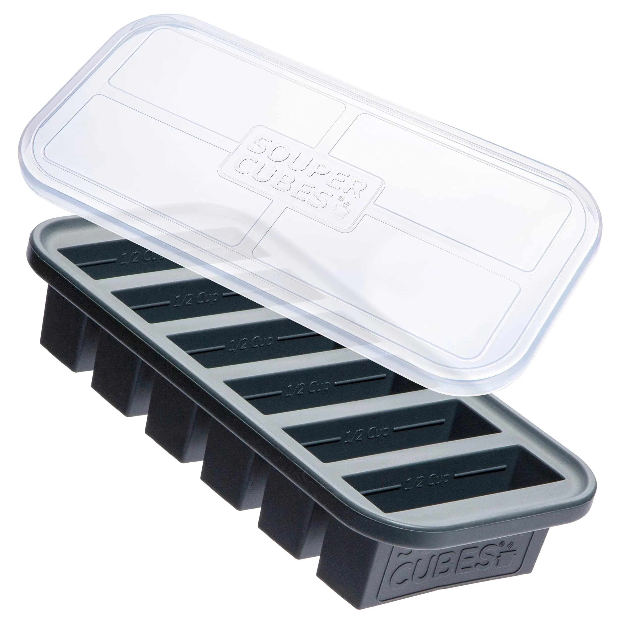 Souper Cubes 1/2 Cup Silicone Freezer Mold with Lid | Charcoal, 1-Pack, Food Prep & Storage — Charcoal