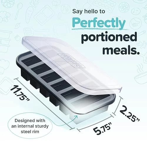 Souper Cubes 1/2 Cup Silicone Freezer Mold with Lid | Charcoal, 1-Pack, Food Prep & Storage thumbnail 2
