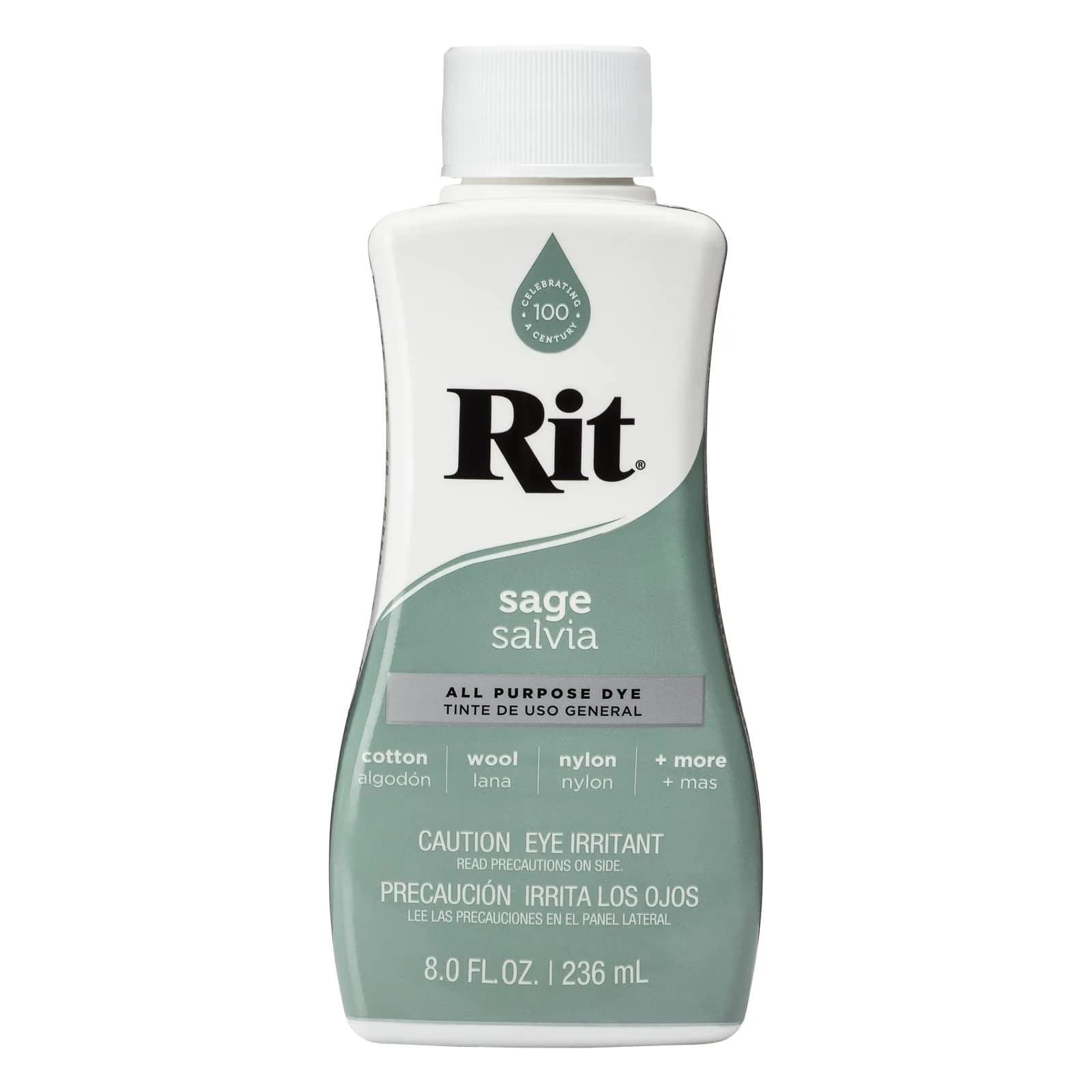 Rit All-Purpose Liquid Fabric Dye, Sage Green 237ml (8 Fl Oz) - Concentrated for Cotton, Linen, Silk, Wool, Rayon, Nylon - main product image