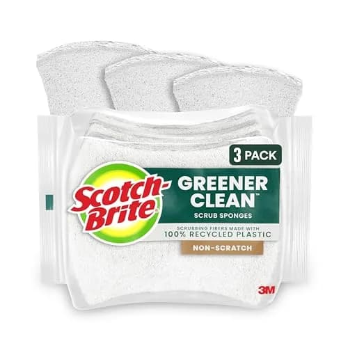Scotch-Brite Greener Clean Non-Scratch Scrub Sponge 3 Pack | Recycled Scrubbing Fibers thumbnail 1