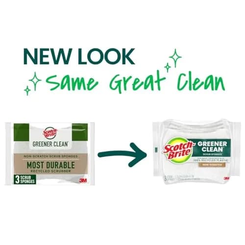 Scotch-Brite Greener Clean Non-Scratch Scrub Sponge 3 Pack | Recycled Scrubbing Fibers thumbnail 2