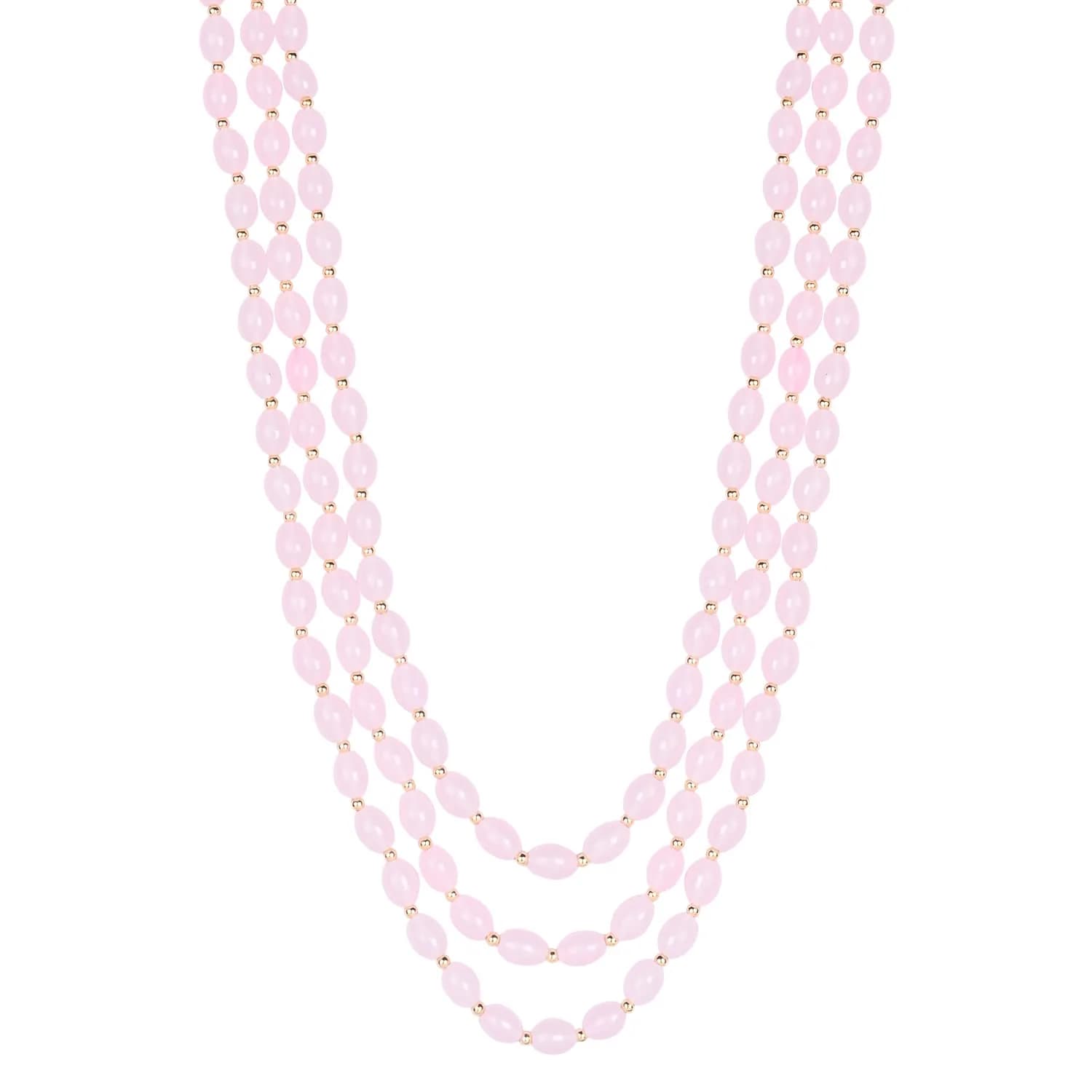 I Jewels 3 Layered Gold Plated Mint Moti Mala Necklace 32cm (12.6in) | Royal Indian Wedding Groom Haar - view 3