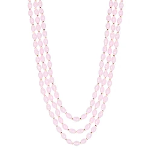 I Jewels 3 Layered Gold Plated Mint Moti Mala Necklace 32cm (12.6in) | Royal Indian Wedding Groom Haar thumbnail 3
