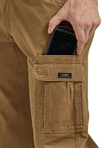 Wrangler Authentics Men's Relaxed Fit Stretch Cargo Pant, Kangaroo, 34W x 32L | Durable, Comfortable & Versatile thumbnail 2
