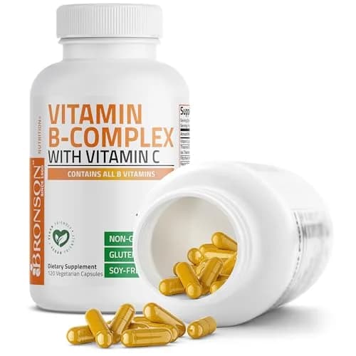 Bronson Vitamin B Complex with Vitamin C Vegetarian Capsules 120 Count | Immune, Energy & Nervous System Support thumbnail 6
