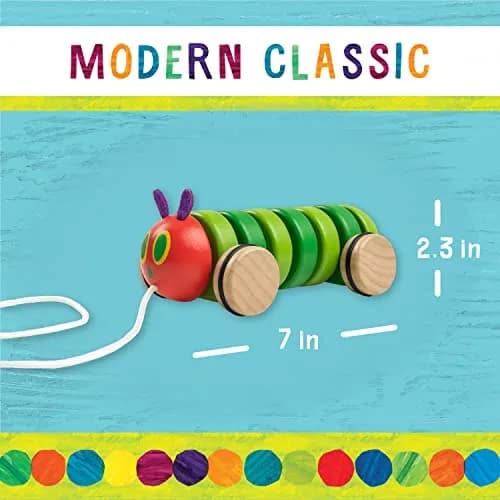 Kids Preferred The Very Hungry Caterpillar Wooden Pull Toy 13 inches | Classic Shape & Fine Motor Skill Development thumbnail 5