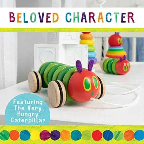 Kids Preferred The Very Hungry Caterpillar Wooden Pull Toy 13 inches | Classic Shape & Fine Motor Skill Development thumbnail 3