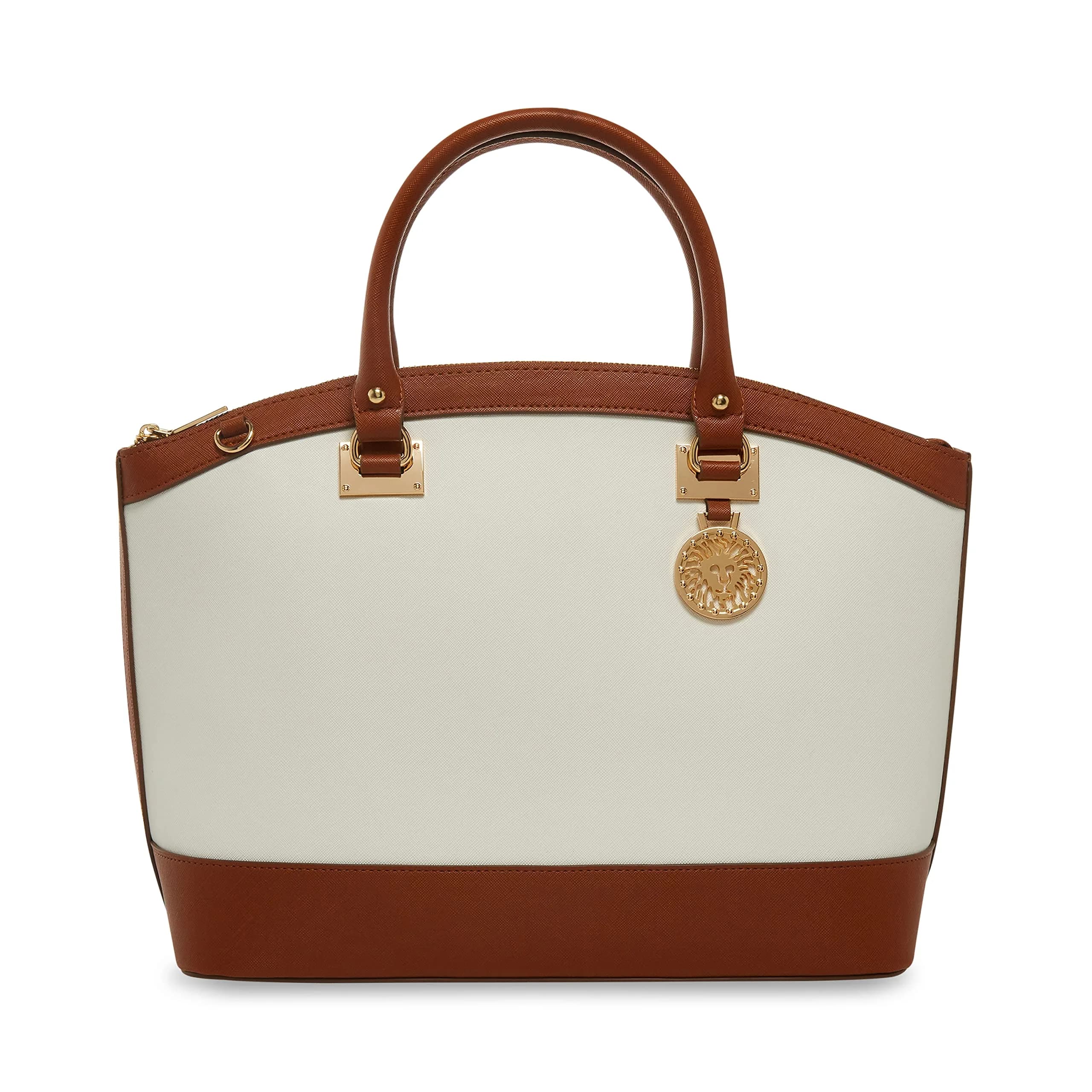 Anne Klein New Recruits Dome Satchel | Wide Strap, Detachable Card Case, Polyurethane | One Size