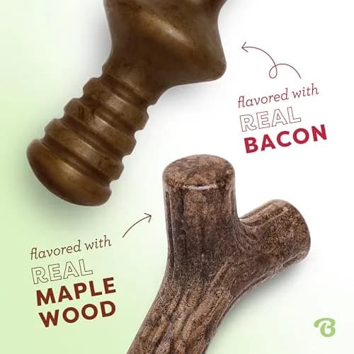 Benebone 2-Pack Maplestick/Zaggler Durable Dog Chew Toys, Small | Real Bacon & Maple Flavors, Made in USA thumbnail 2