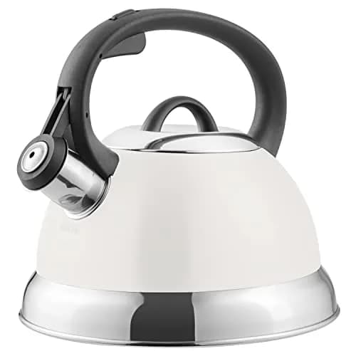 Mr. Coffee Flintshire 1.75-Quart Stainless Steel Whistling Tea Kettle with Nylon Handle | Durable Stove-Top Kettle in Linen Finish thumbnail 1