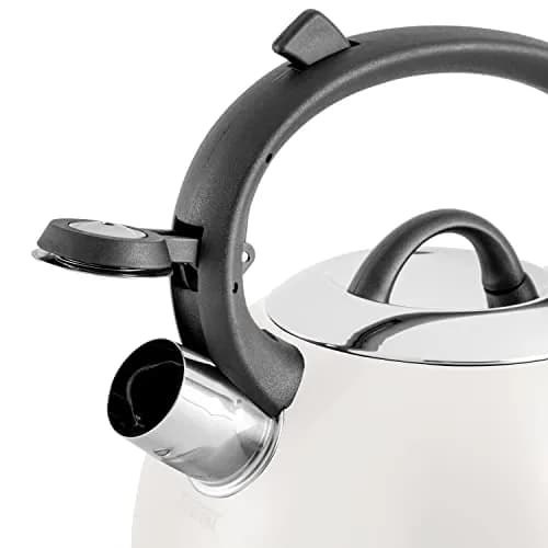 Mr. Coffee Flintshire 1.75-Quart Stainless Steel Whistling Tea Kettle with Nylon Handle | Durable Stove-Top Kettle in Linen Finish thumbnail 4