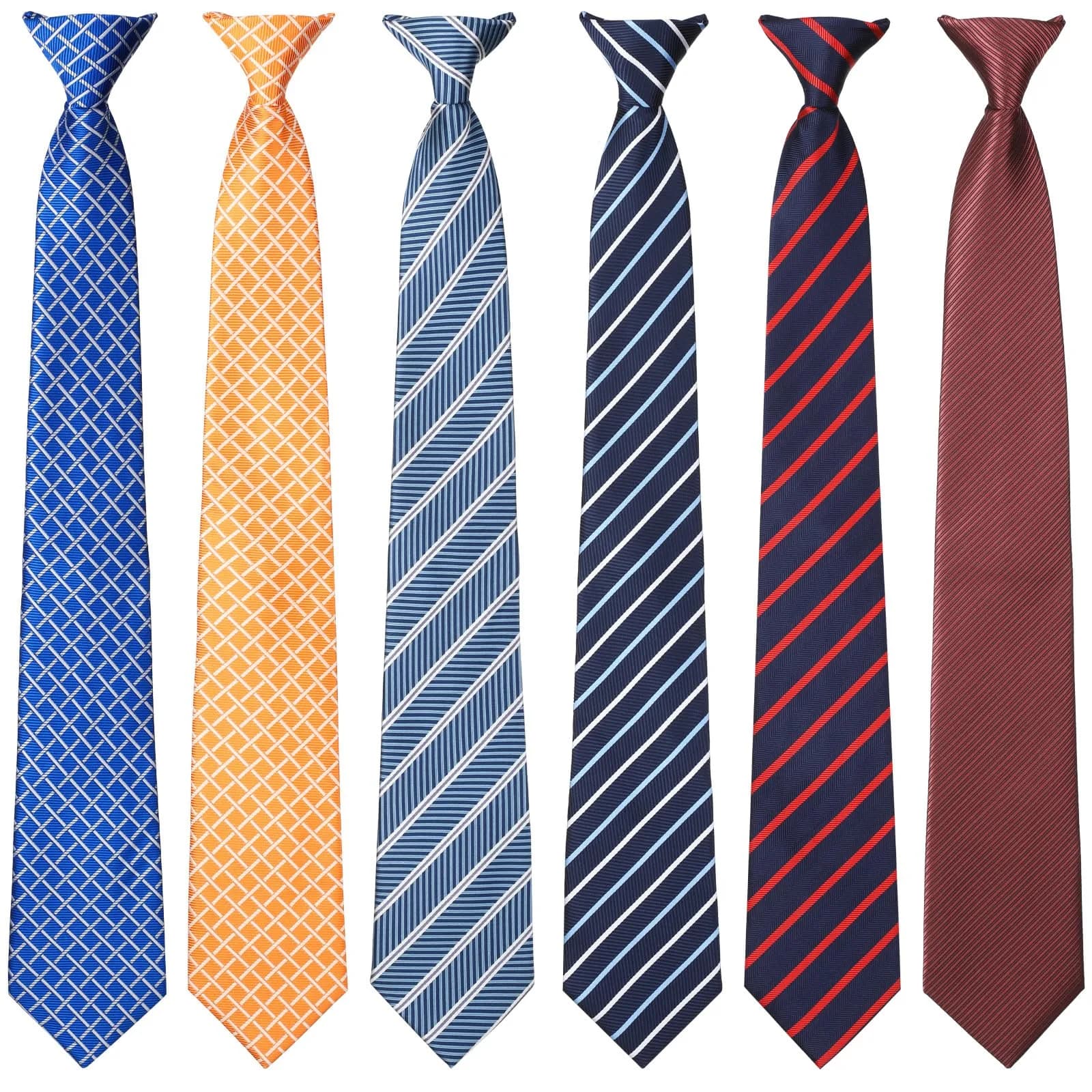 Janmercy 6 Pcs Clip on Tie for Men Necktie Assorted Color | Business Style, 51cm